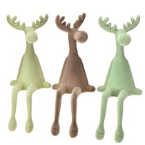 Artikel Kantenhocker Elch Deko beflockt Grün Braun Mint 31cm 3 St