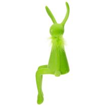 Artikel Osterhase Kantenhocker Dekofigur 36cm aus Kunststoff, samtig beflockt, Grün, 2er Set für Frühlingsdekoration