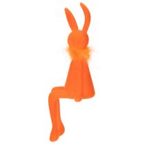 Artikel Samtig beflockte Sitzende Kantenhocker-Osterhasenfiguren 27 cm, 2er-Set in Lachs und Orange