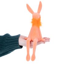 Artikel Samtig beflockte Sitzende Kantenhocker-Osterhasenfiguren 27 cm, 2er-Set in Lachs und Orange
