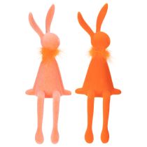 Artikel Dekorative Kantenhocker Osterhasen aus Kunststoff mit beflockter Oberfläche, 36 cm, Lachs und Orange, für Wohnraumdekoration