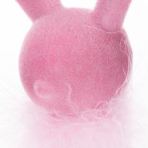 Artikel Osterhasen Kantenhocker Figur mit Federboa aus Kunststoff, 27 cm, Rosa & Pink, 2er Set für Dekoration