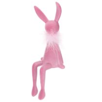 Artikel Osterhasen Kantenhocker Figur mit Federboa aus Kunststoff, 27 cm, Rosa & Pink, 2er Set für Dekoration