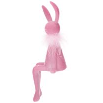 Artikel Osterhasen Kantenhocker Figur mit Federboa aus Kunststoff, 27 cm, Rosa & Pink, 2er Set für Dekoration