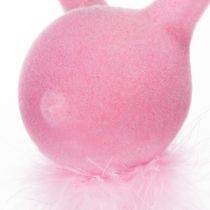 Artikel Osterhasen-Dekoration Kantenhocker aus Kunststoff 36cm mit Federboa in Pink und Rosa, 2er-Set