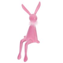 Artikel Osterhasen-Dekoration Kantenhocker aus Kunststoff 36cm mit Federboa in Pink und Rosa, 2er-Set