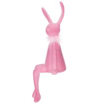 Artikel Osterhasen-Dekoration Kantenhocker aus Kunststoff 36cm mit Federboa in Pink und Rosa, 2er-Set