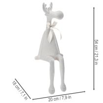 Artikel Weihnachtsfigur Rentier Kunststoff Hellgrau 54 cm als Kantenhocker