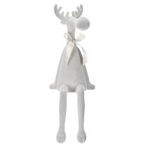 Artikel Weihnachtsfigur Rentier Kunststoff Hellgrau 54 cm als Kantenhocker