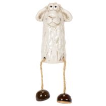 Artikel Keramik Schaf sitzend 18cm Weiss mit Kordelbeinen 3er Set für ganzjährige und Oster-Dekoration