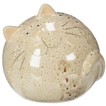 Artikel Keramik Katze Dekofigur rund beige 13 cm für Wohnzimmer und Schlafzimmer