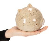 Artikel Keramik Katze Dekofigur rund beige 13 cm für Wohnzimmer und Schlafzimmer