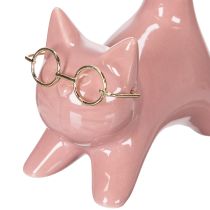 Artikel Keramik Katzenfigur Rosa 14cm - Dekoration für Schlafzimmer & Badezimmer, 2 Stück