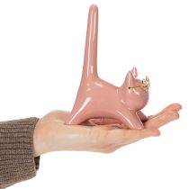 Artikel Keramik Katzenfigur Rosa 14cm - Dekoration für Schlafzimmer & Badezimmer, 2 Stück