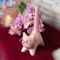 Artikel Keramik Katzenfigur Rosa 14cm - Dekoration für Schlafzimmer & Badezimmer, 2 Stück