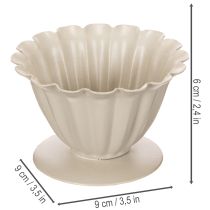 Artikel Cremefarbene Schale aus Blech in Blütenkelchform, 9 cm