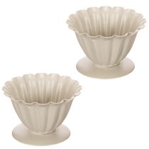Artikel Cremefarbene Schale aus Blech in Blütenkelchform, 9 cm