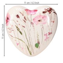 Artikel Keramik Herz Mohn Landhausstil Krakelee 11x11cm