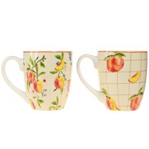 Artikel Keramiktassen Set 2-teilig mit Pfirsich-Motiv H10.5cm spülmaschinenfest