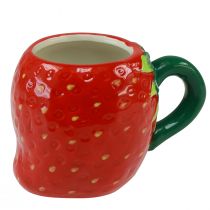 Artikel Keramiktasse Erdbeere Rot Grün Ø6,5cm Bepflanzbar