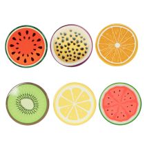 Artikel Obst-Untersetzer-Set aus Keramik mit Korkboden, 10 cm, 6-teilig, Fruchtmotiv