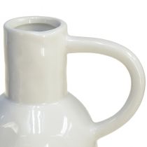 Artikel Keramikvase Weiss mit Henkel Ø9cm H21cm für Trockendeko