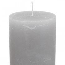 Artikel Elegante Stumpenkerzen Hellgrau, Durchgefärbt, 85×200mm, Lange Brenndauer, 2er Set
