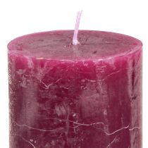 Artikel Rustikale Stumpenkerzen 12er-Set, Wachs, 60x80mm, Rosa und Berry, für Dekoration und Feste