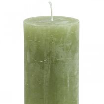 Artikel Stumpenkerzen Olivgrün 50×100mm Set 4 Deko Durchgefärbt