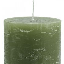 Artikel Durchgefärbte Kerzen Olivgrün Stumpenkerzen 85×150mm 2St