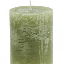 Artikel Durchgefärbte Kerzen Olivgrün Stumpenkerzen 60×80mm 4St