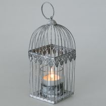 Kerzendeko, Vogelkäfig mit Teelichtglas, Metalllaterne, Hochzeitsdeko, Windlicht 22cm