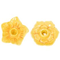 Artikel Stabkerzenhalter Keramik Blumenform Gelb 11cm 2er-Set