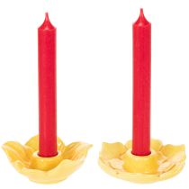 Artikel Stabkerzenhalter Keramik Blumenform Gelb 11cm 2er-Set