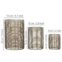 Artikel Kerzenhalter Metall Ø8/10/13 cm 3er-Set Goldbraun-Türkis