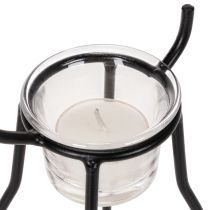 Artikel Kerzenhalter Rentier aus schwarzem Metall mit Teelichtglas 28 cm
