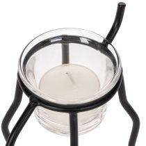 Artikel Kerzenhalter Rentier aus Metall mit Teelichtglas, 15 cm, Schwarz