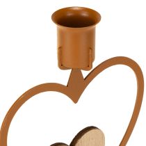 Artikel Kerzenhalter Stabkerzen Metall Holz Stern Herz Tanne Rostbraun H16.5cm 3er Set