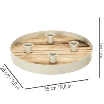 Artikel Kerzenhalter Rund für Vier Stabkerzen aus Holz mit Metallrahmen 25cm