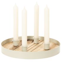 Artikel Kerzenhalter Rund für Vier Stabkerzen aus Holz mit Metallrahmen 25cm