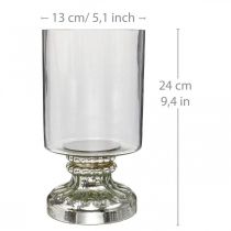 Windlicht Glas Kerzenglas Antik Look Silber Ø13cm H24cm