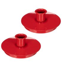 Artikel Kerzenhalter Rot aus Metall 10 cm für Stabkerzen 2er Set