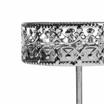 Artikel Kerzenhalter zum Stecken aus Metall in Silber Ø6,4 cm H12,5 cm Antik-Optik 4 Stück