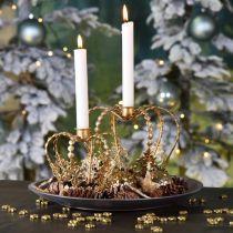 Kerzenhalter-Krone, Tischdeko, Advent, Krone aus Metall Golden Ø14cm H13cm