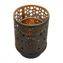 Artikel Kerzenhalter aus Metall Schwarz/Gold mit Sternmotiv H13,5cm/19cm im 2er-Set