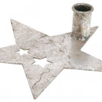 Artikel Metalldeko Stern Stabkerzenhalter 20x19,5cm Silbern Antik-Optik