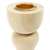 Artikel Kerzenhalter aus Holz Natur H17cm für Stabkerzen 2 Stück