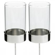 Artikel Kerzenhalter zum Stecken Metall/Glas Ø5cm H14cm 4 St
