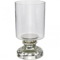 Windlicht Glas Kerzenglas Antik Look Silber Ø13cm H24cm