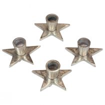 Artikel Kerzenständer Stern Silber Metall 8x8x4,5cm 4 Stück